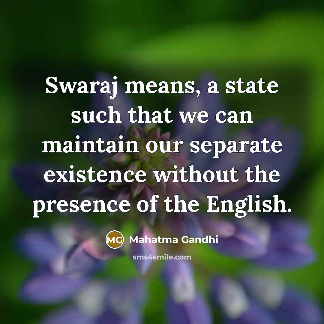 “Swaraj means, a state such that we can maintain our…” quote by Mahatma Gandhi