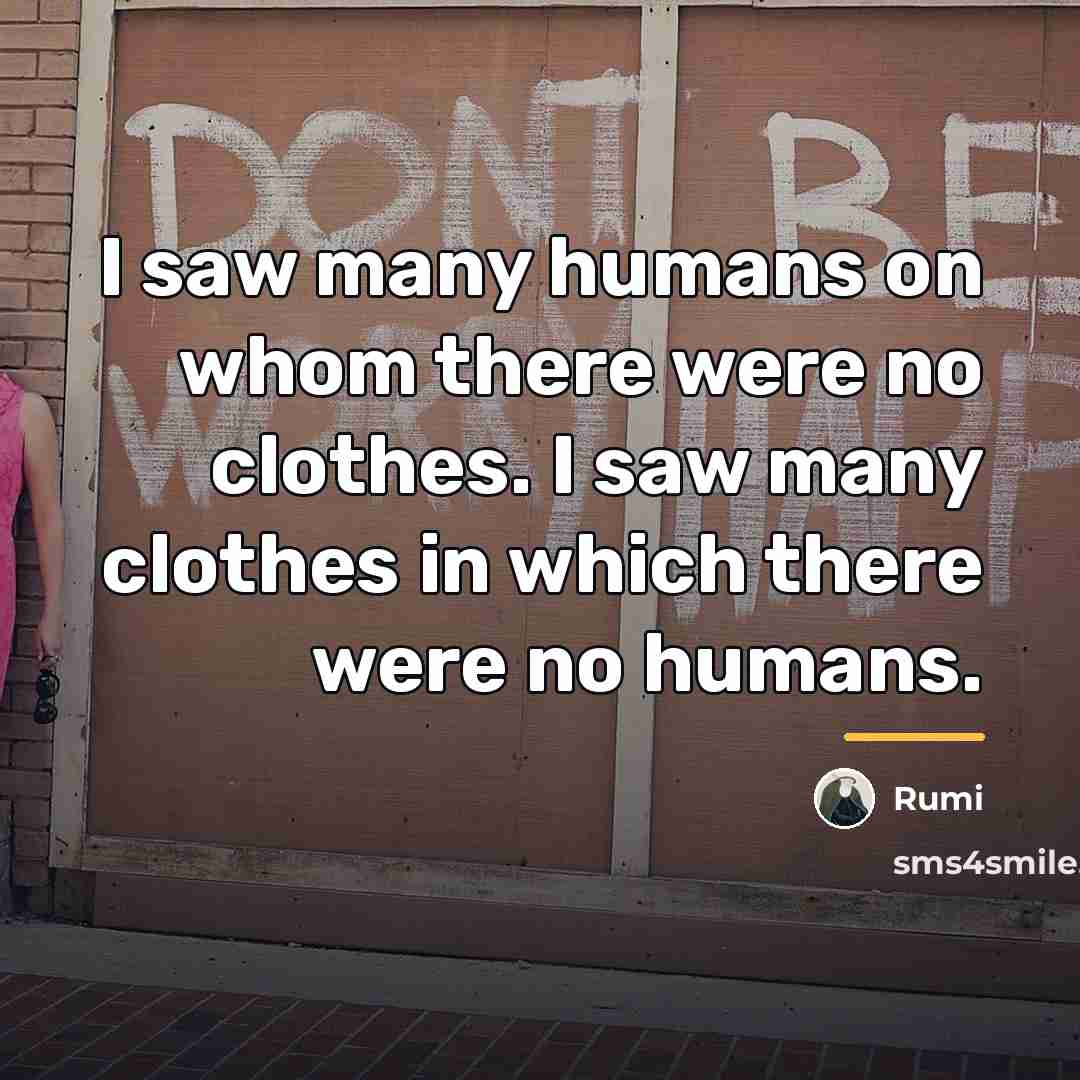 “I saw many humans on whom there were no clothes.…” quote by Rumi