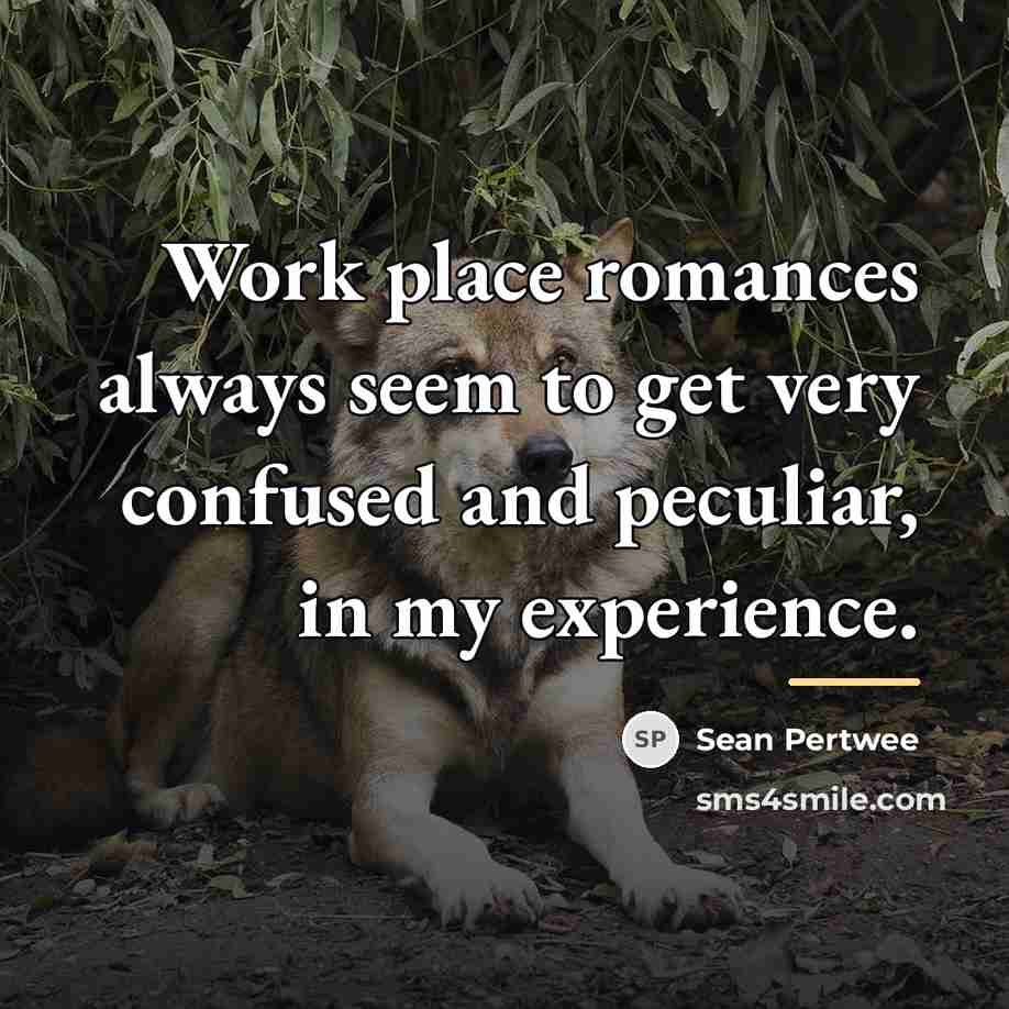 “Work place romances always seem to get very confused and…” quote by Sean Pertwee