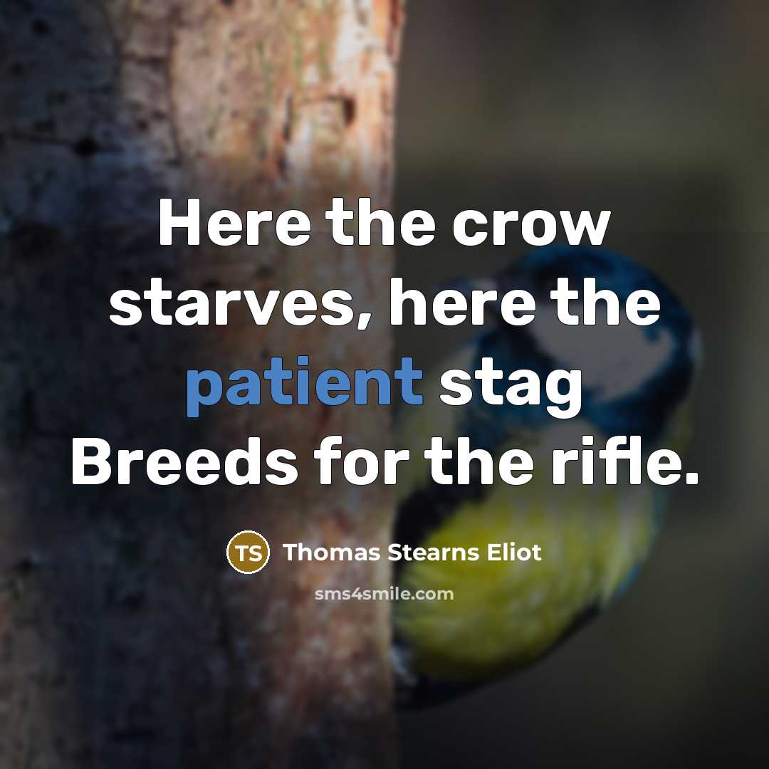 “Here the crow starves, here the patient stag Breeds for…” quote by Thomas Stearns Eliot