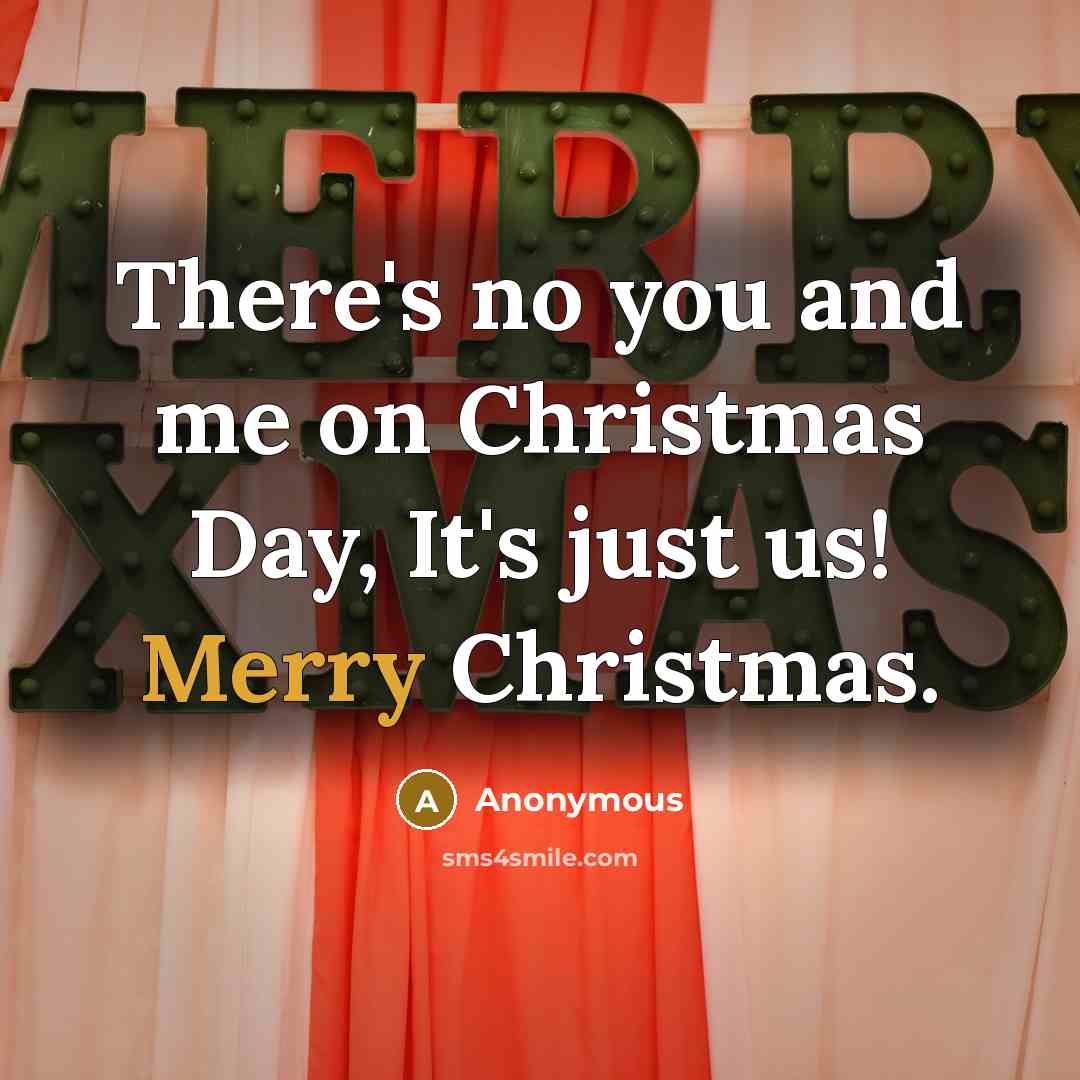 “There's no you and me on Christmas Day, It's just us! Merry Christmas.” quote by Anonymous