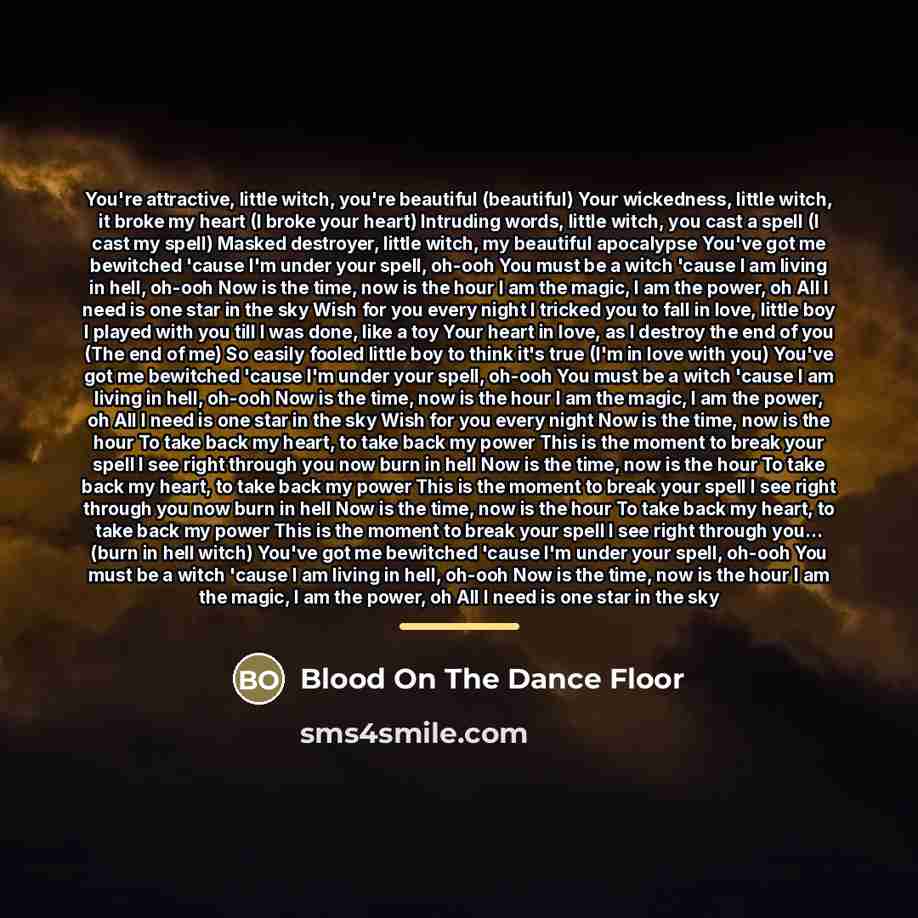 “You're attractive, little witch, you're beautiful (beautiful) Your wickedness, little…” quote by Blood On The Dance Floor