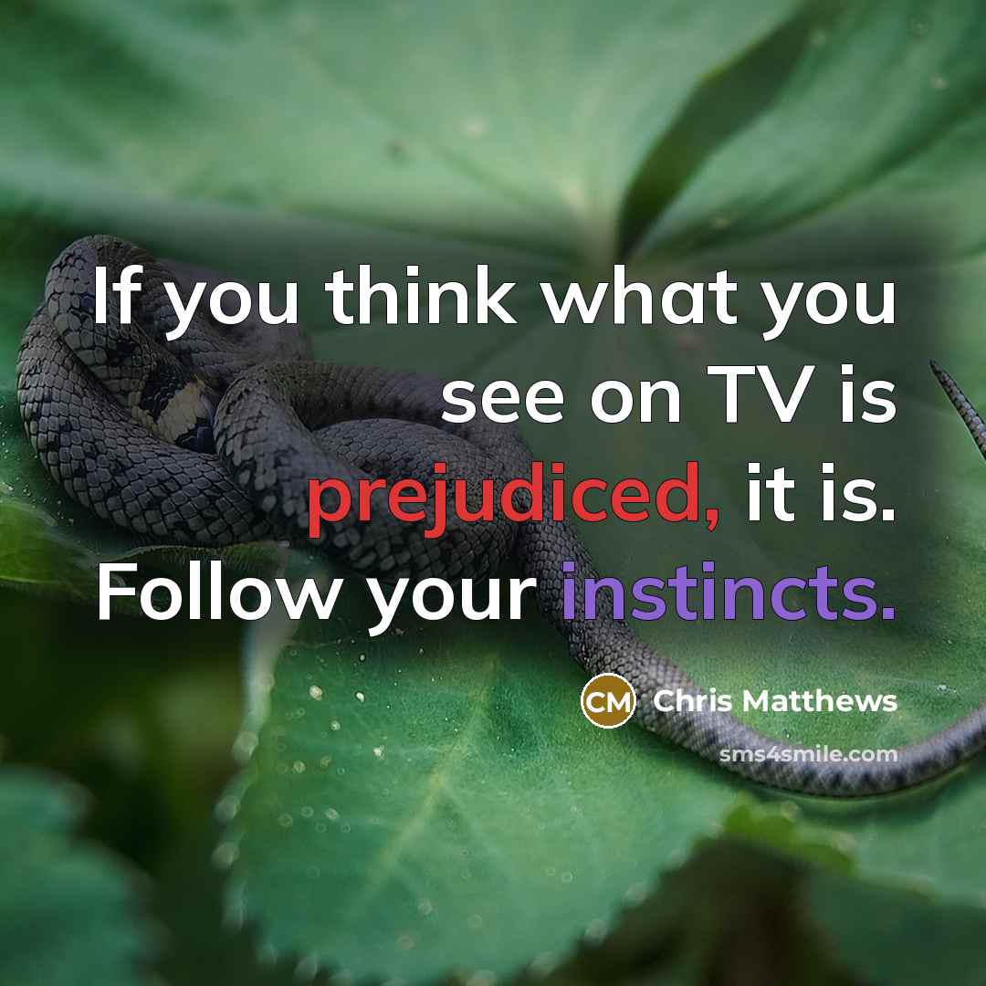 “If you think what you see on TV is prejudiced,…” quote by Chris Matthews