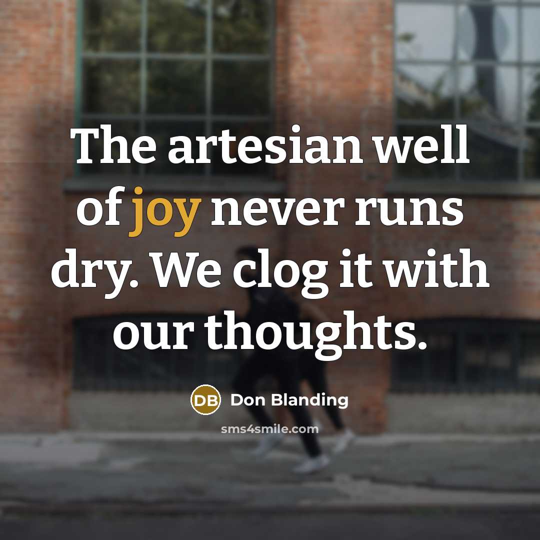 “The artesian well of joy never runs dry. We clog…” quote by Don Blanding