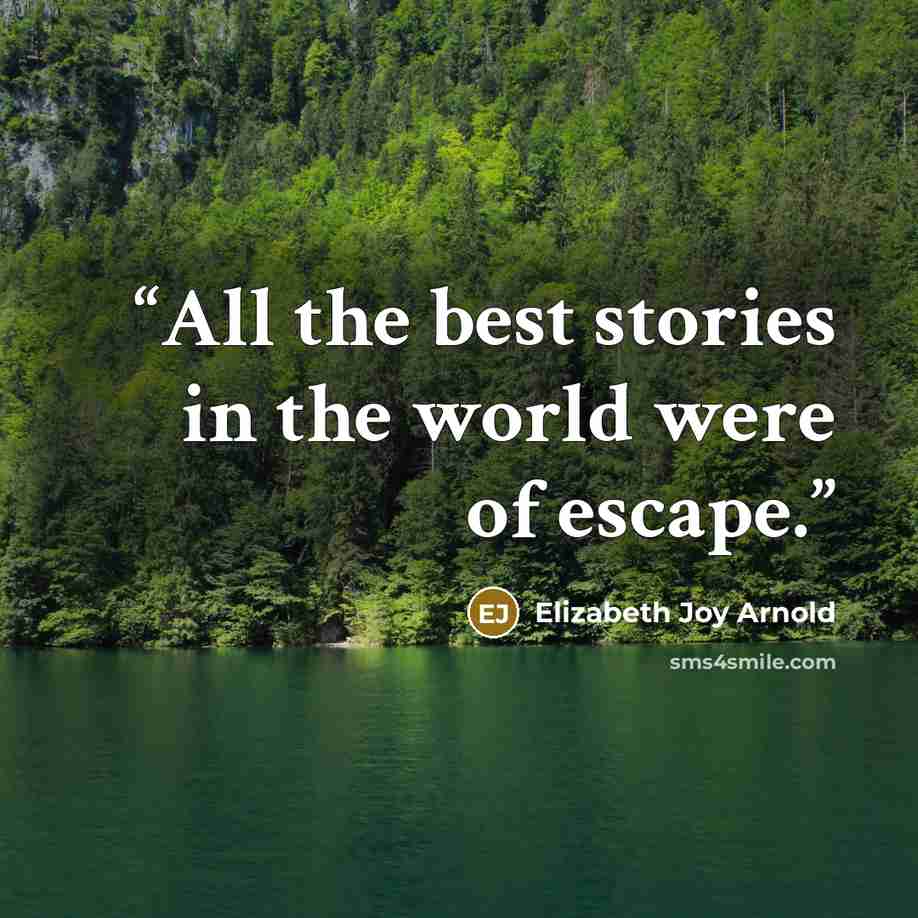 “All the best stories in the world were of escape.” quote by Elizabeth Joy Arnold