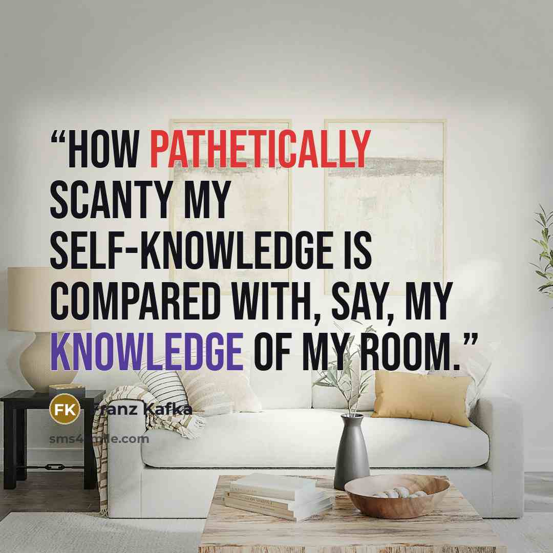 “How pathetically scanty my self-knowledge is compared with, say, my knowledge of my room.” quote by Franz Kafka