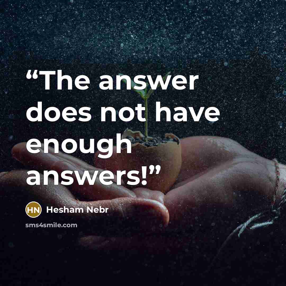 “The answer does not have enough answers!” quote by Hesham Nebr