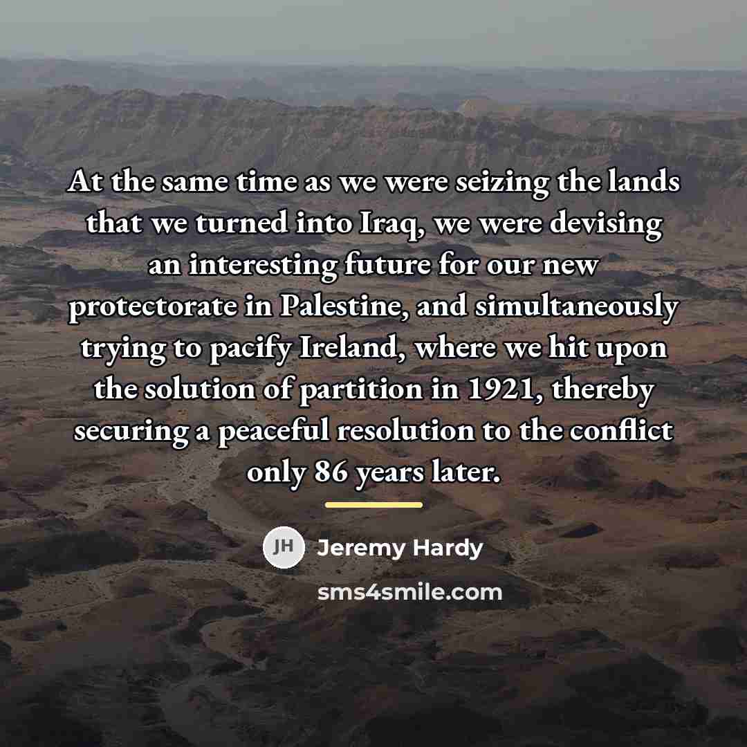 “At the same time as we were seizing the lands…” quote by Jeremy Hardy
