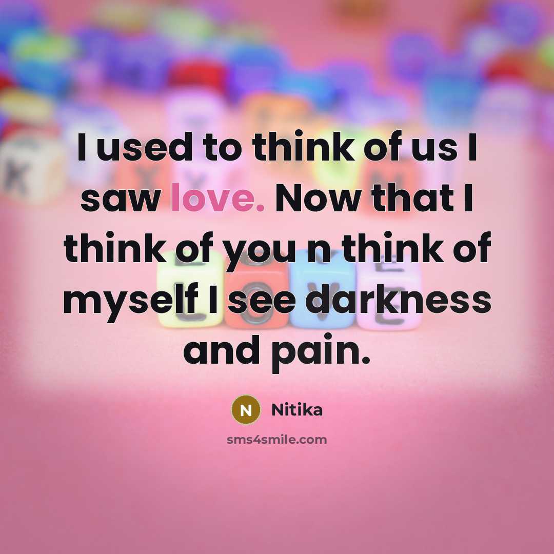 “I used to think of us I saw love. Now…” quote by Nitika