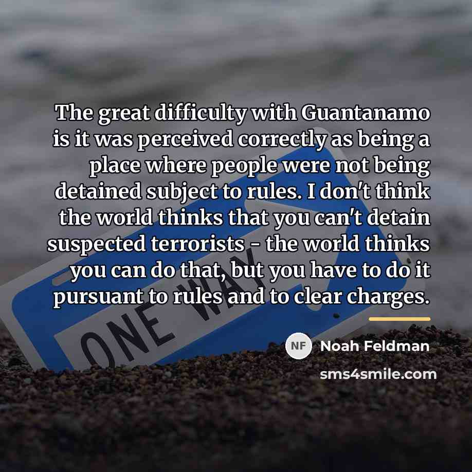 “The great difficulty with Guantanamo is it was perceived correctly…” quote by Noah Feldman