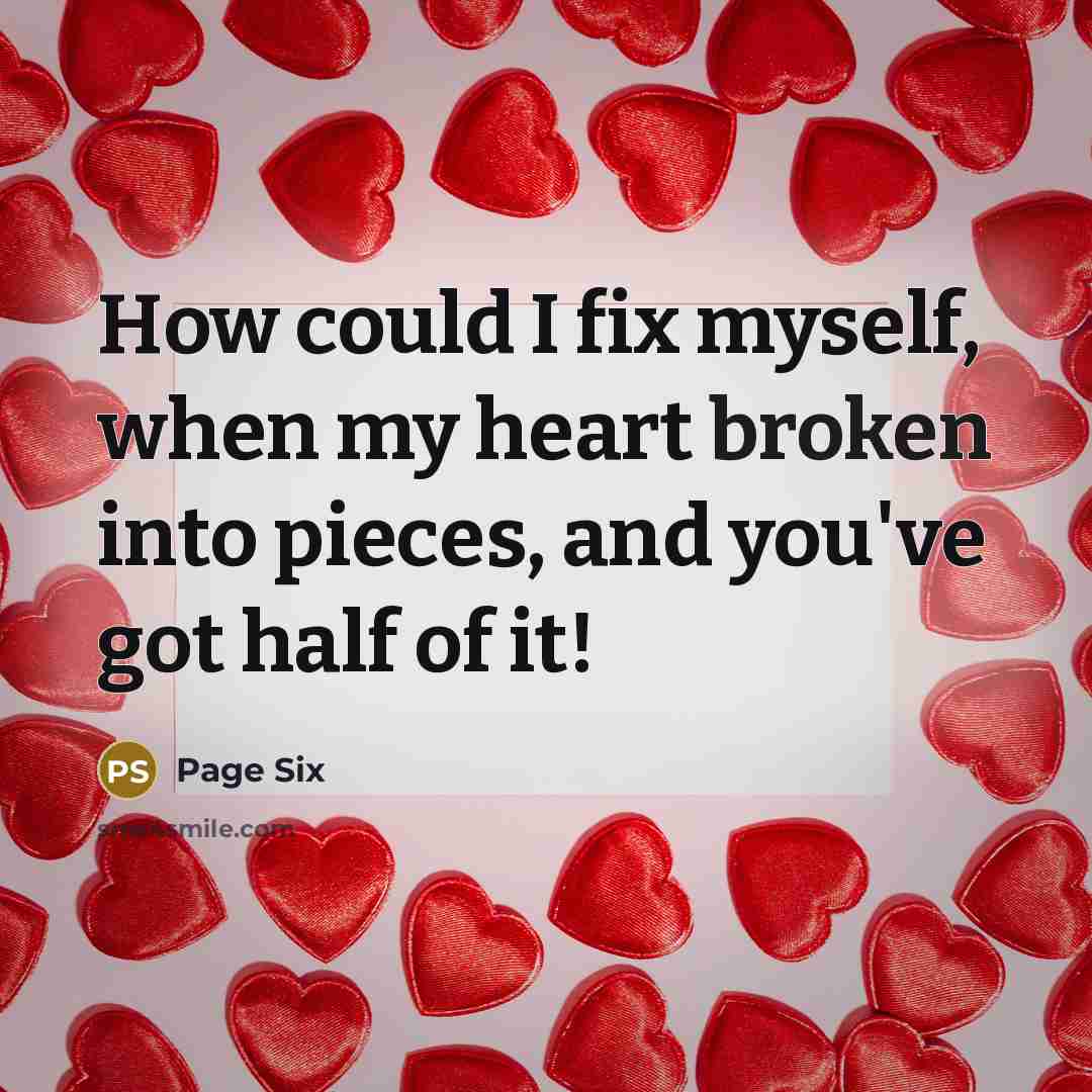 “How could I fix myself, when my heart broken into…” quote by Page Six