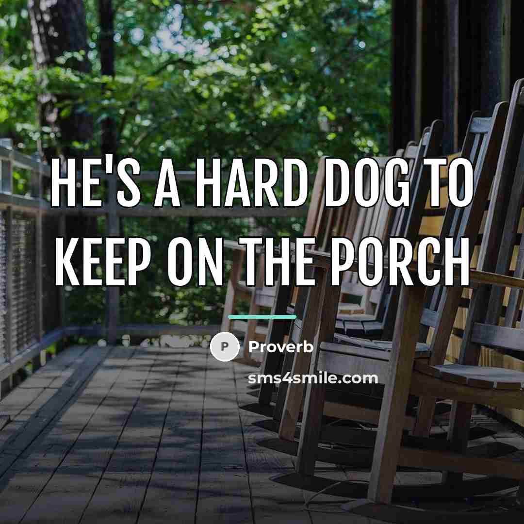 “He's a hard dog to keep on the porch…” quote by Proverb
