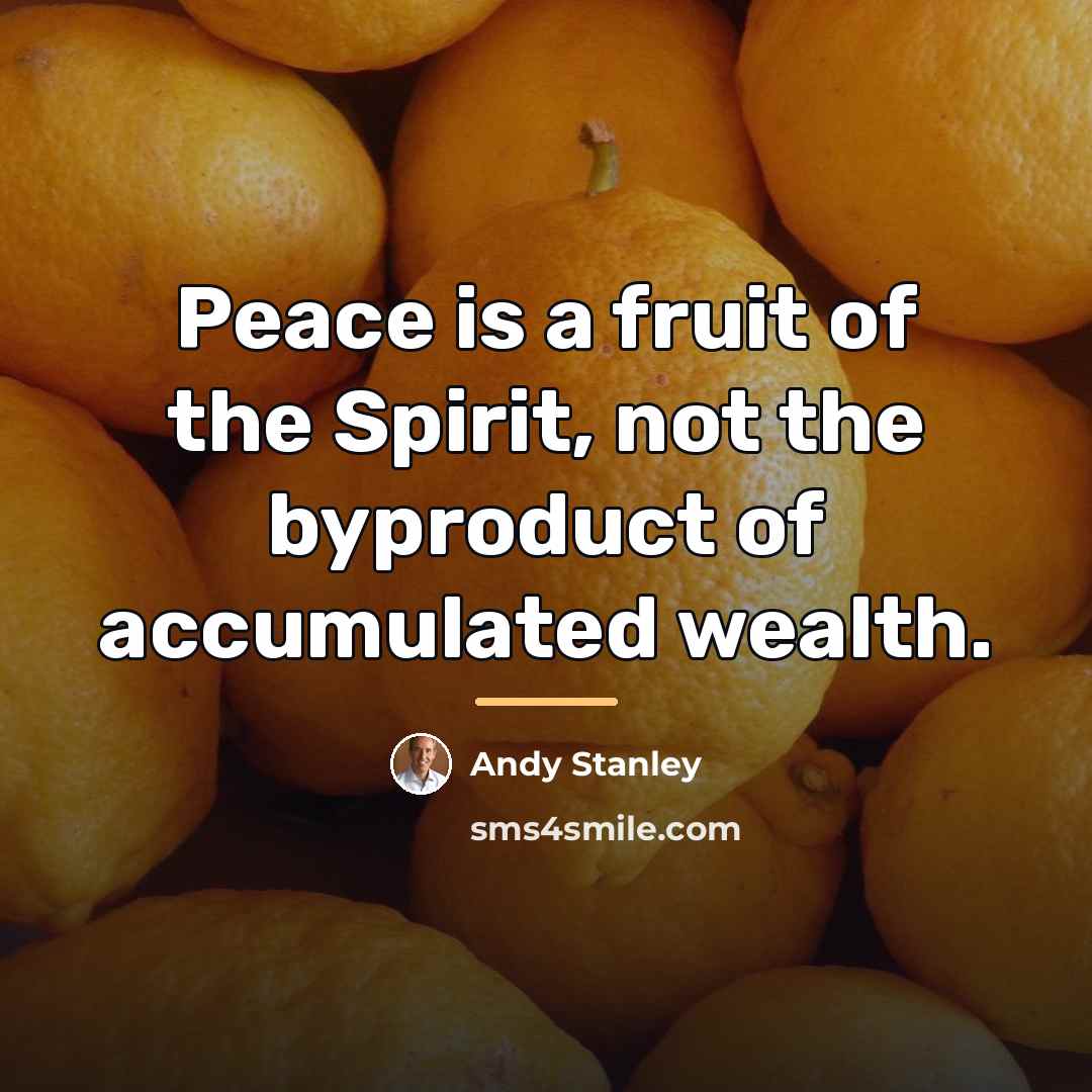 “Peace is a fruit of the Spirit, not the byproduct…” quote by Andy Stanley