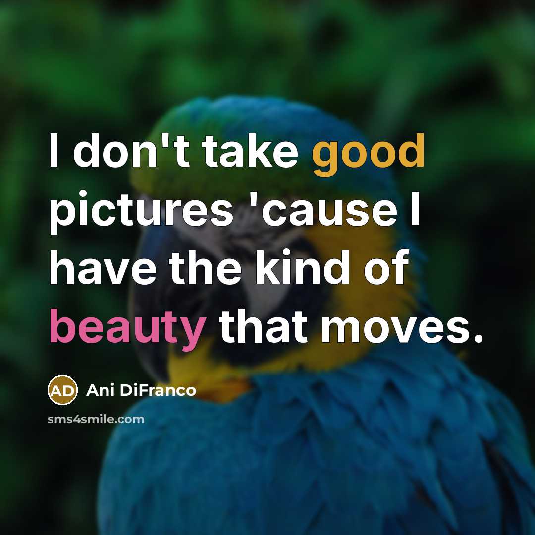 “I don't take good pictures 'cause I have the kind…” quote by Ani DiFranco