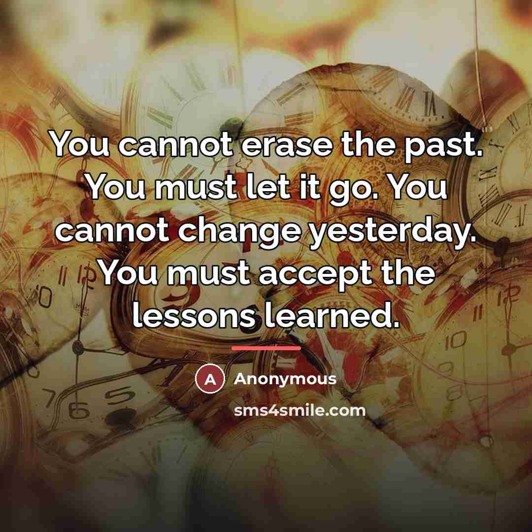 “You cannot erase the past. You must let it go.…” quote by Anonymous