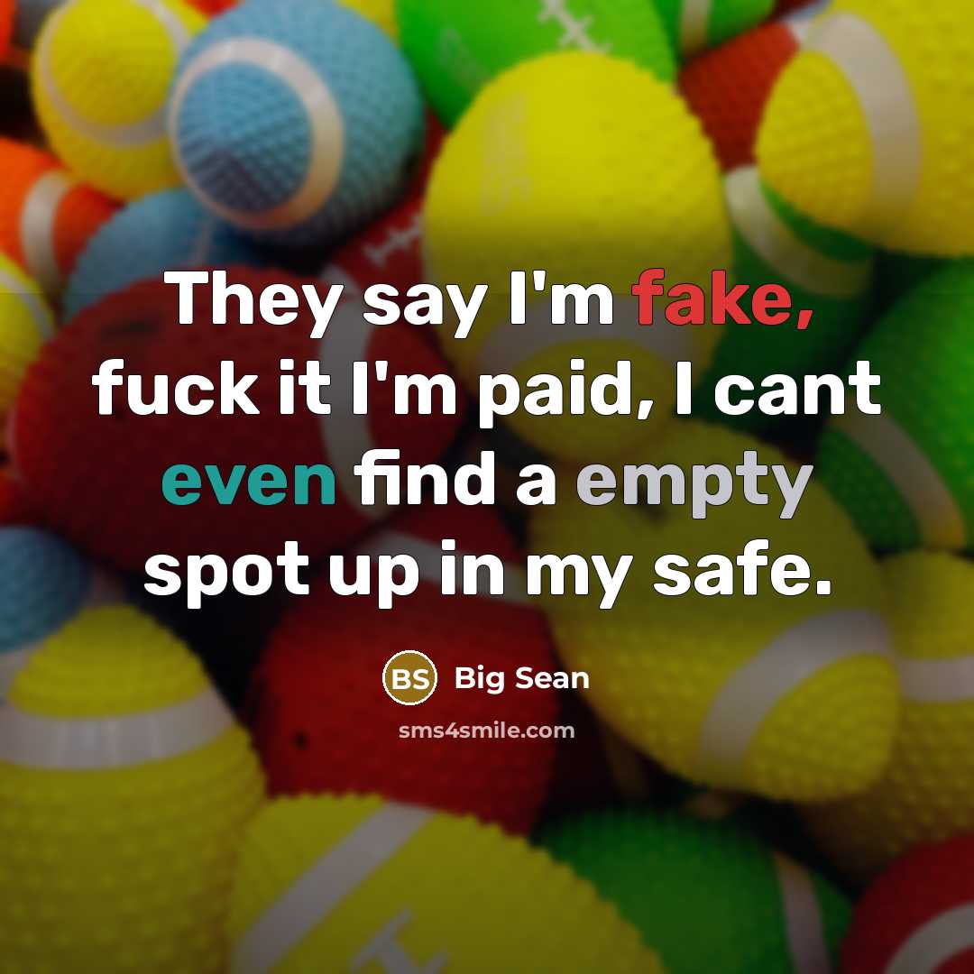 “They say I'm fake, fuck it I'm paid, I cant even find a empty spot up in my safe.” quote by Big Sean