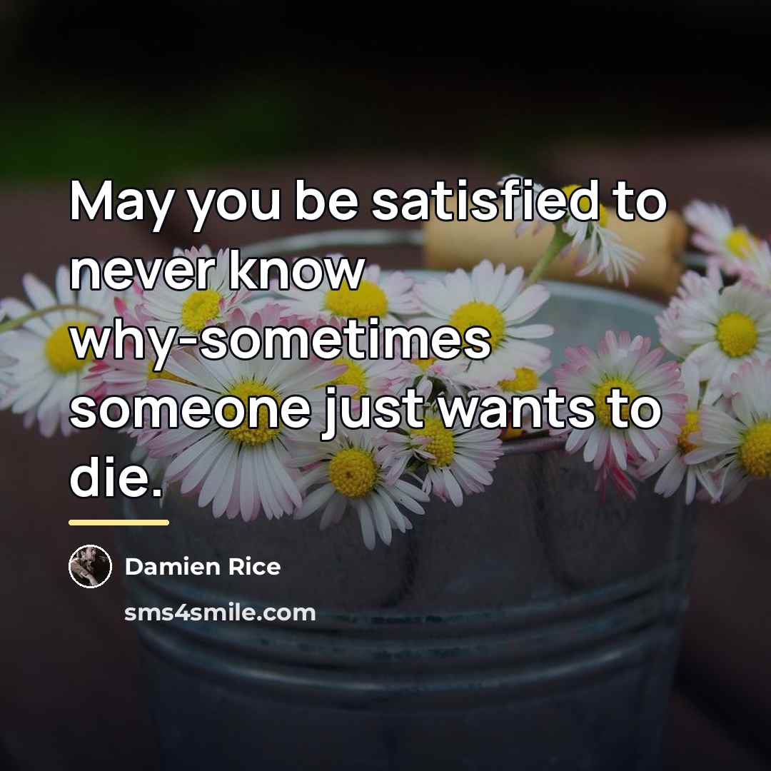 “May you be satisfied to never know why-sometimes someone just…” quote by Damien Rice