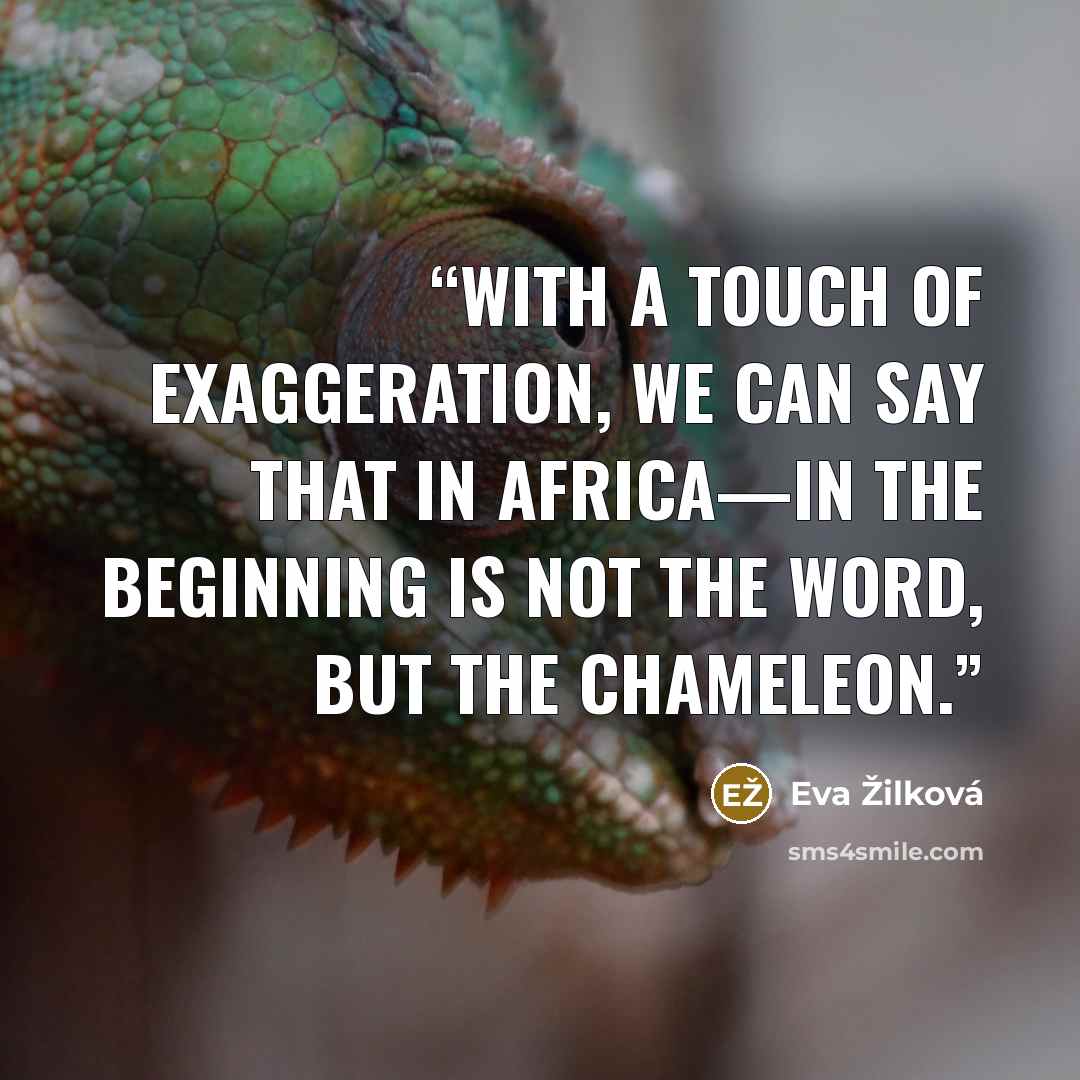 “With a touch of exaggeration, we can say that in Africa—in the beginning is not the Word, but the chameleon.” quote by Eva Žilková