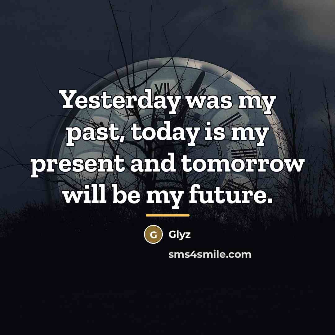 “Yesterday was my past, today is my present and tomorrow…” quote by Glyz