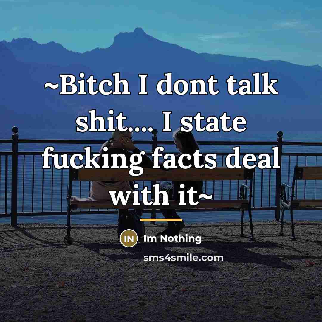 “~Bitch I dont talk shit.... I state fucking facts deal…” quote by Im Nothing
