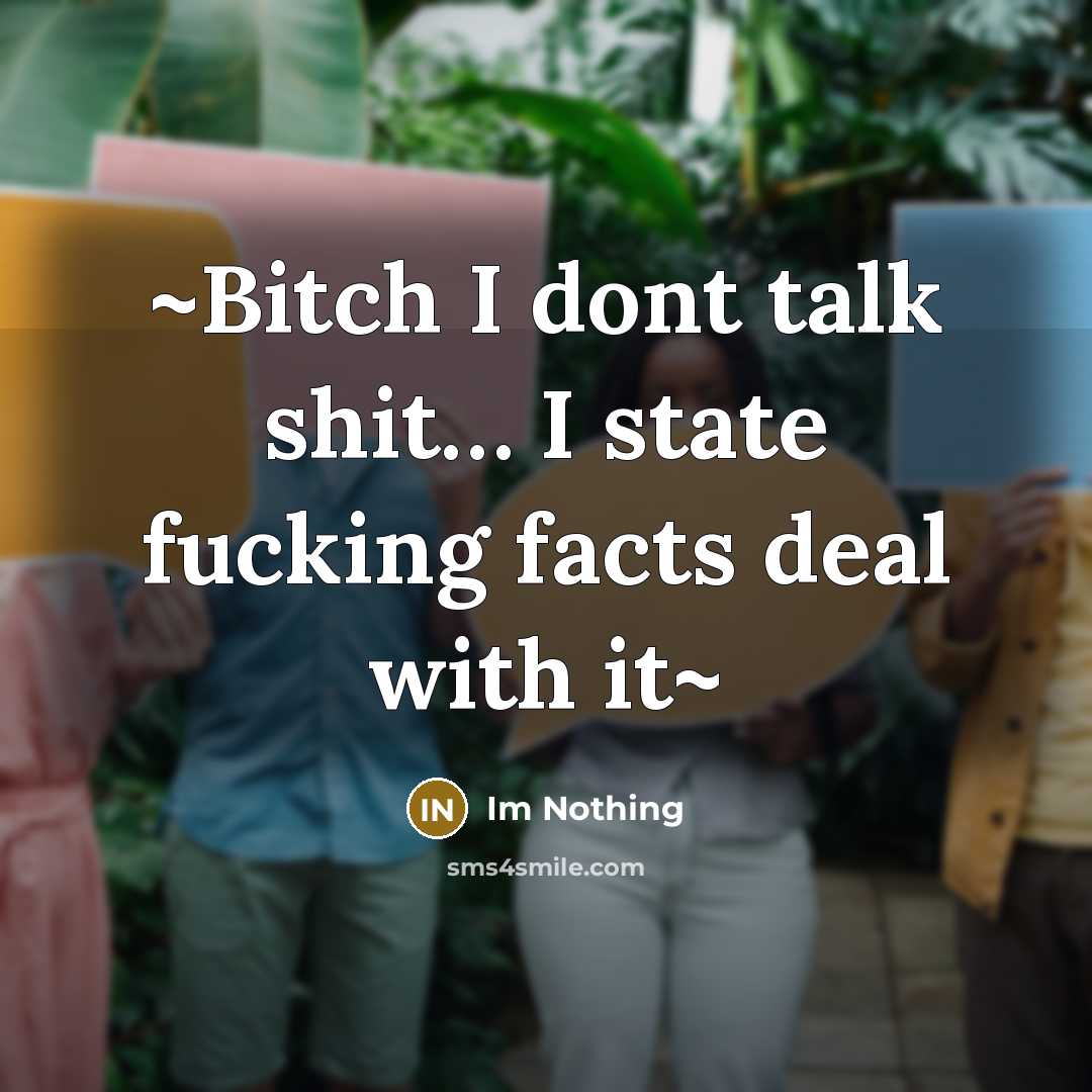 “~Bitch I dont talk shit… I state fucking facts deal with it~” quote by Im Nothing