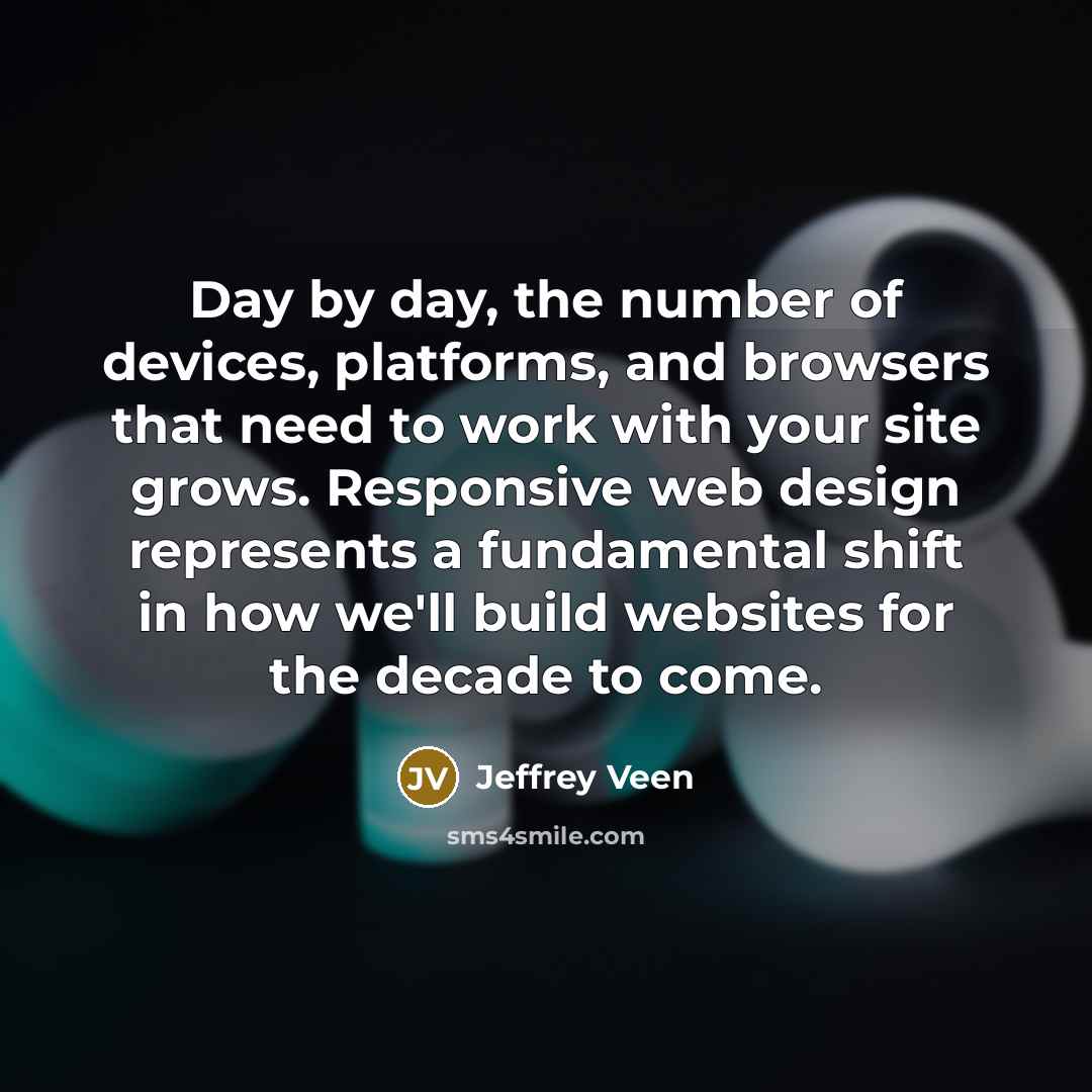 “Day by day, the number of devices, platforms, and browsers…” quote by Jeffrey Veen