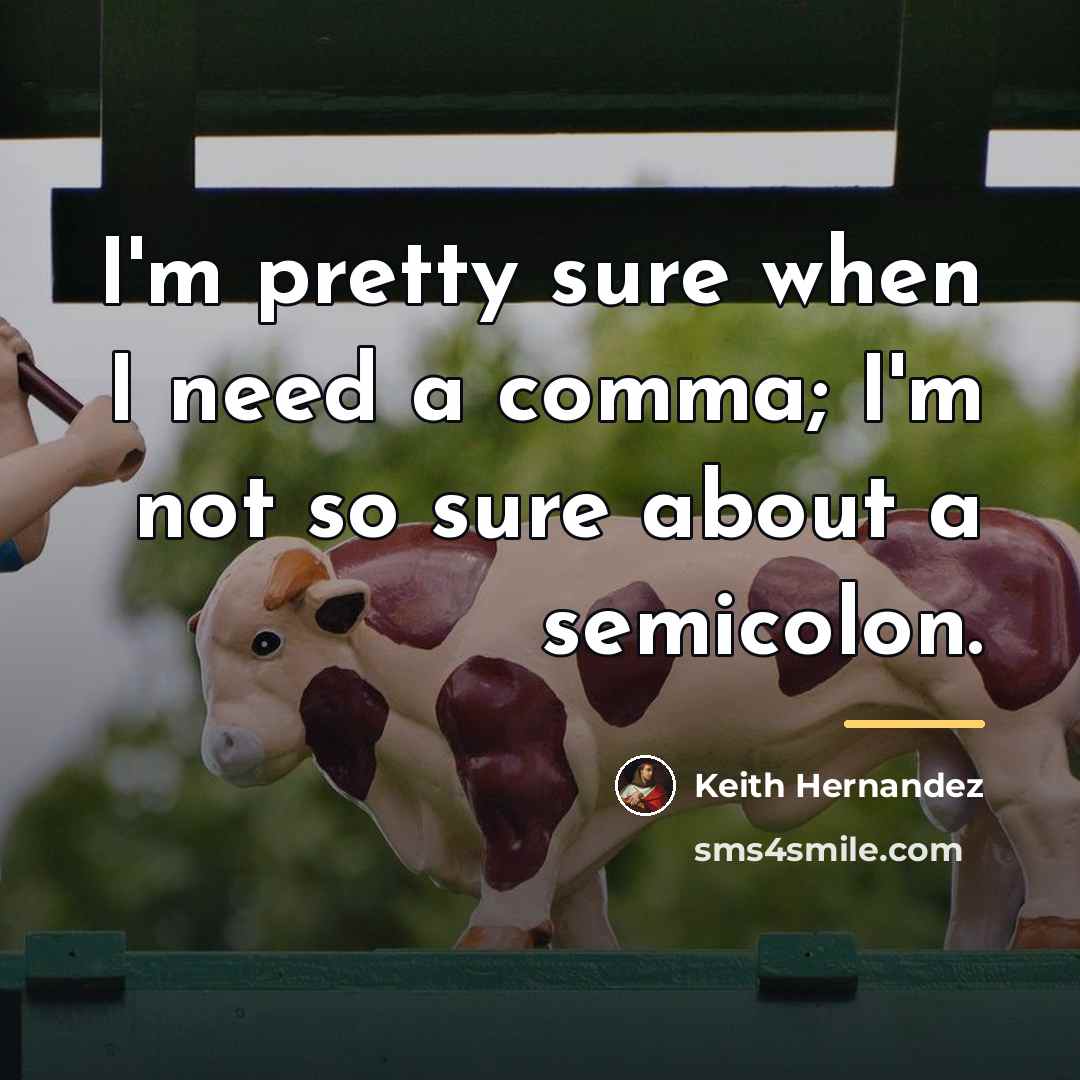 “I'm pretty sure when I need a comma; I'm not…” quote by Keith Hernandez