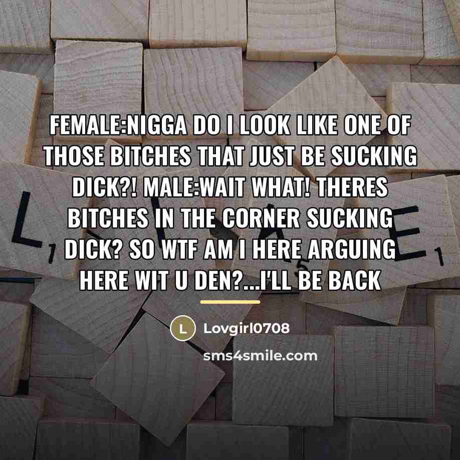“Female:NIGGA DO I LOOK LIKE ONE OF THOSE BITCHES THAT…” quote by Lovgirl0708