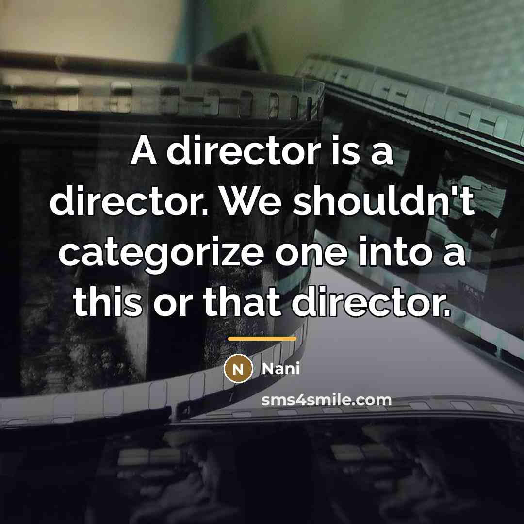 “A director is a director. We shouldn't categorize one into…” quote by Nani