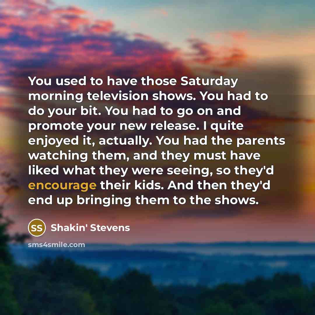 “You used to have those Saturday morning television shows. You…” quote by Shakin' Stevens