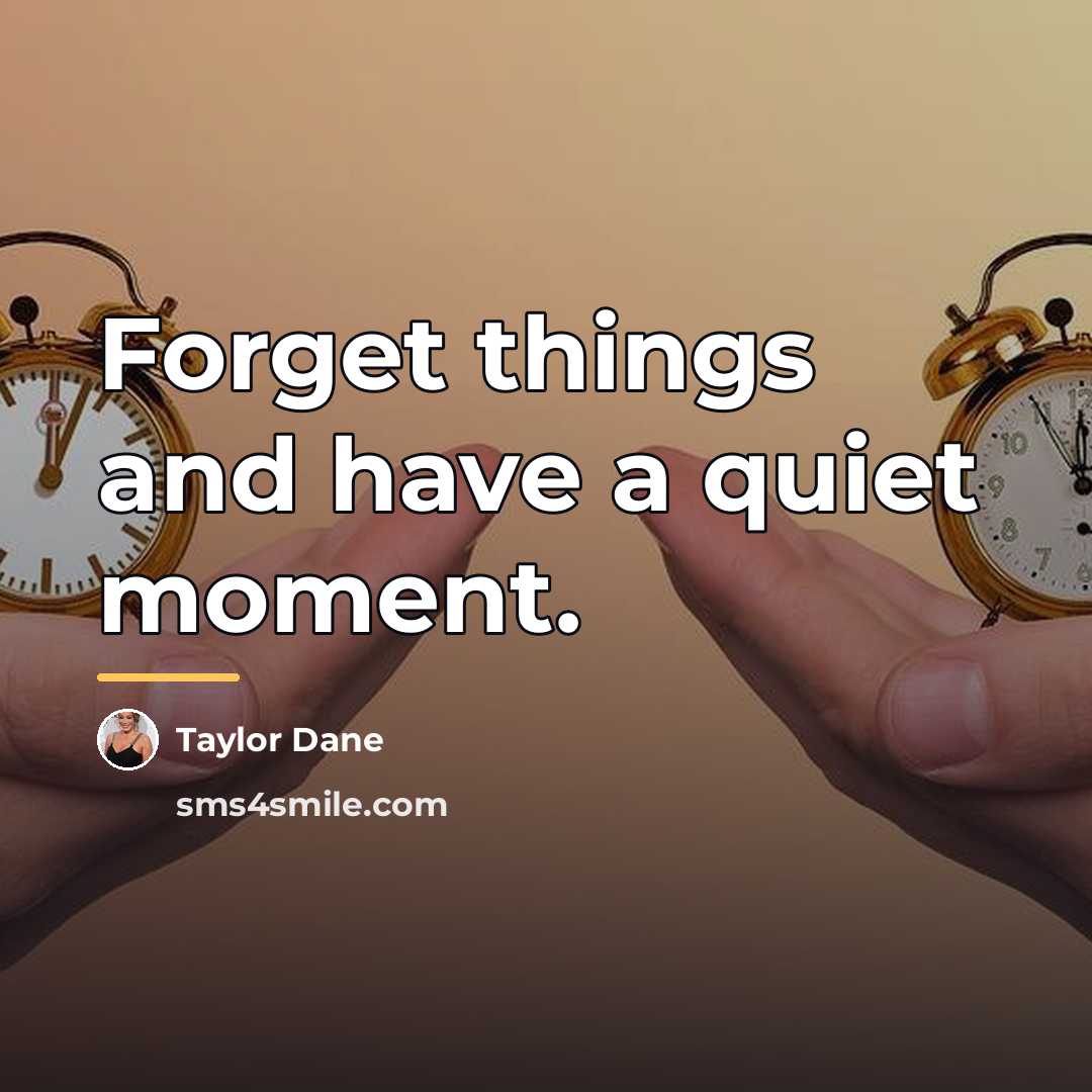 “Forget things and have a quiet moment.…” quote by Taylor Dane