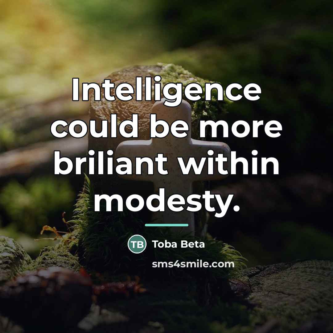 “Intelligence could be more briliant within modesty.…” quote by Toba Beta