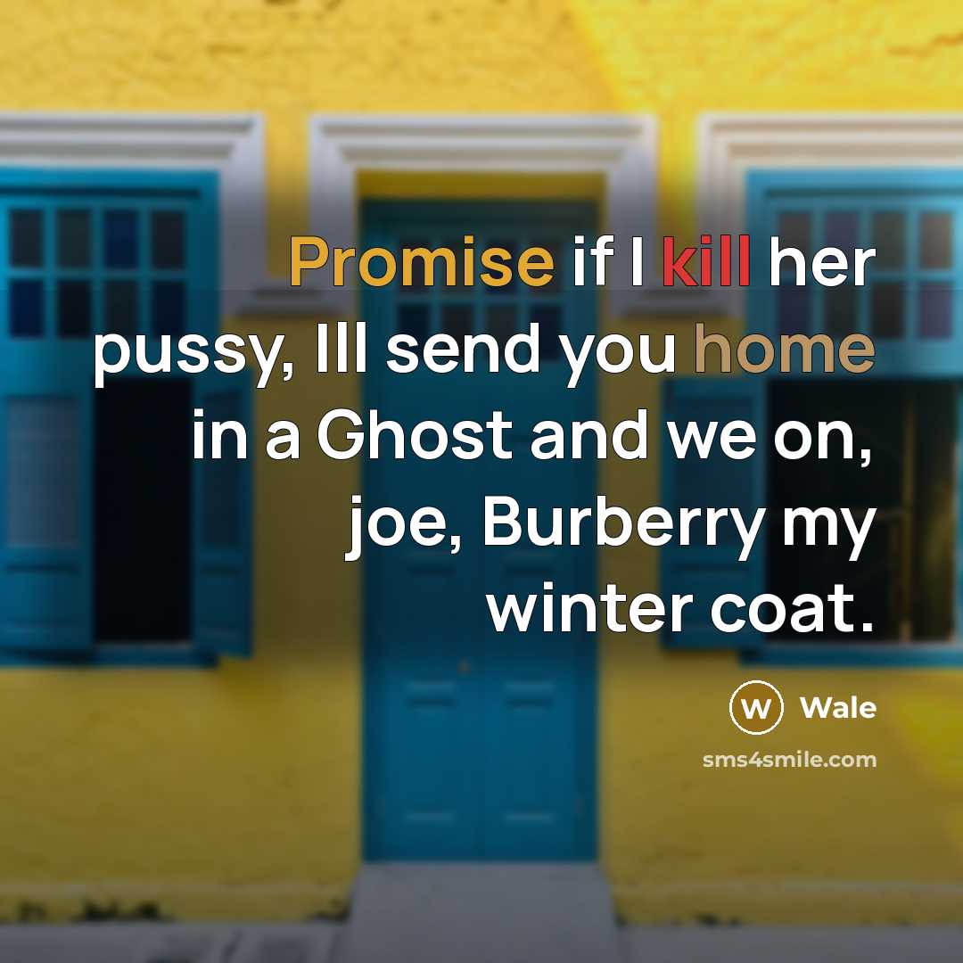 “Promise if I kill her pussy, Ill send you home in a Ghost and we on, joe, Burberry my winter coat.” quote by Wale