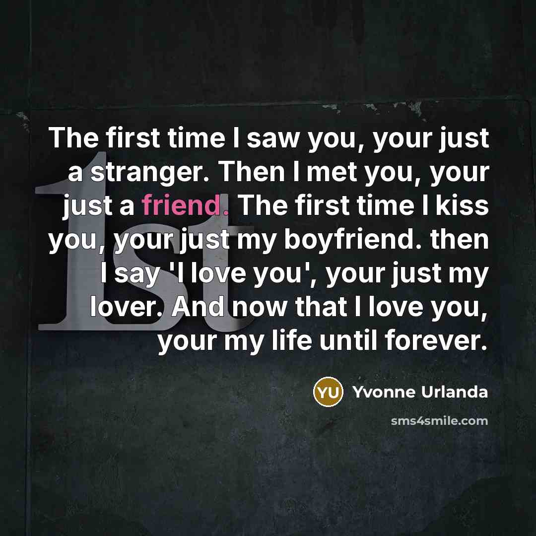 “The first time I saw you, your just a stranger.…” quote by Yvonne Urlanda