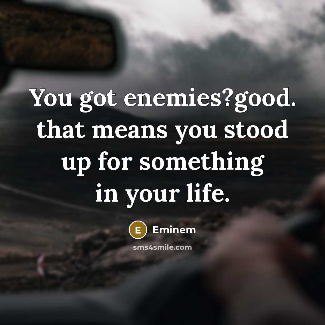 “You got enemies?good. that means you stood up for something…” quote by Eminem