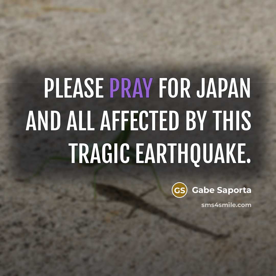 “Please pray for Japan and all affected by this tragic…” quote by Gabe Saporta