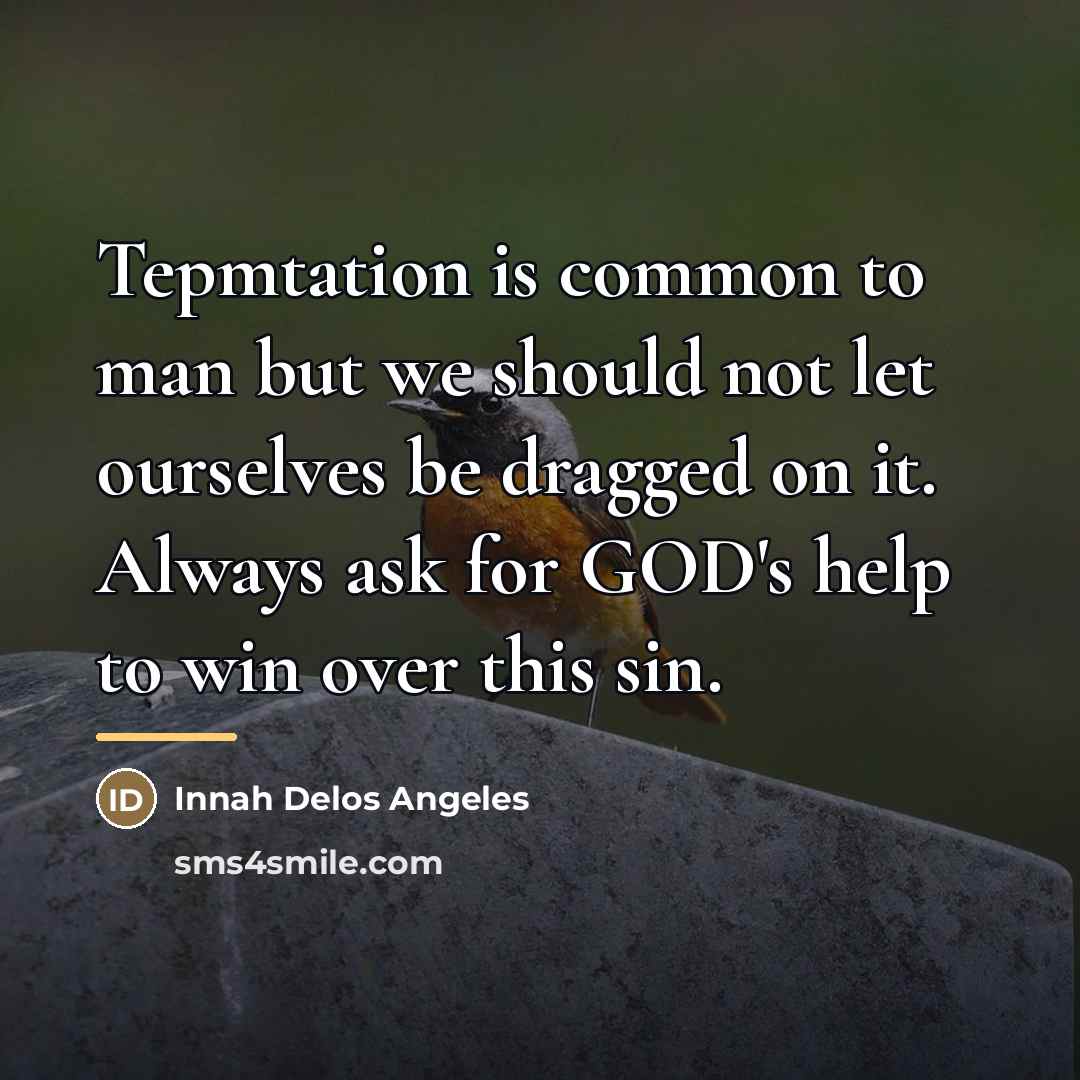 “Tepmtation is common to man but we should not let…” quote by Innah Delos Angeles