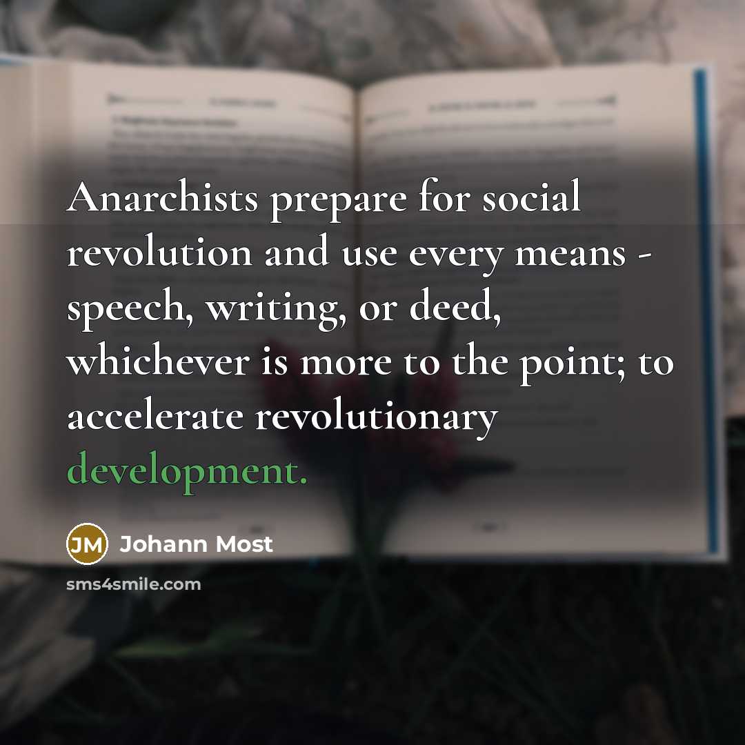 “Anarchists prepare for social revolution and use every means -…” quote by Johann Most