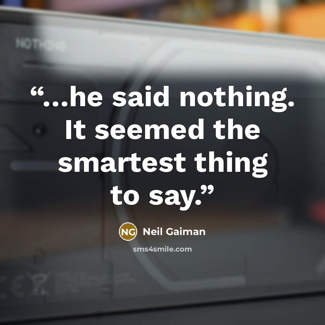 “…he said nothing. It seemed the smartest thing to say.” quote by Neil Gaiman