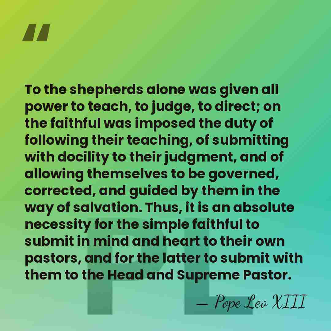To the shepherds alone was given all power to teach, to judge,&hellip; - Pope Leo XIII