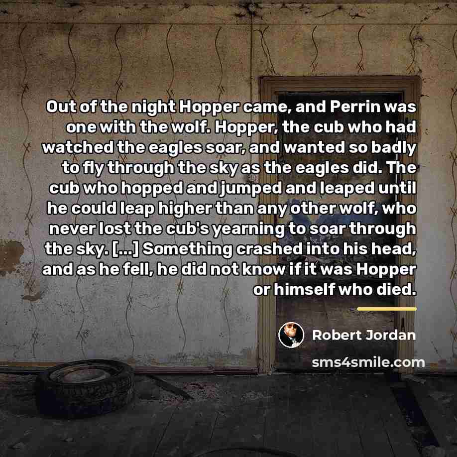 “Out of the night Hopper came, and Perrin was one…” quote by Robert Jordan