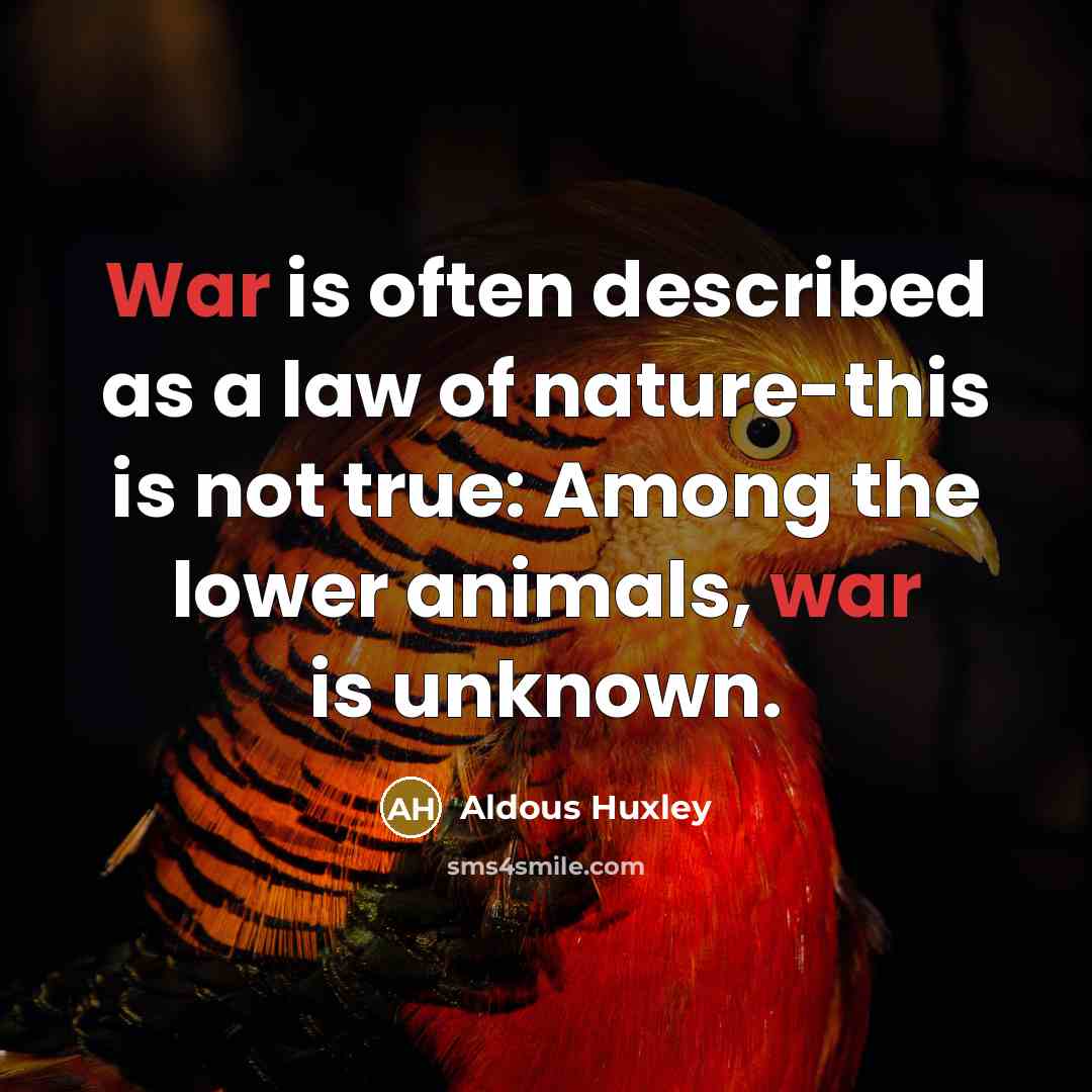 “War is often described as a law of nature-this is…” quote by Aldous Huxley