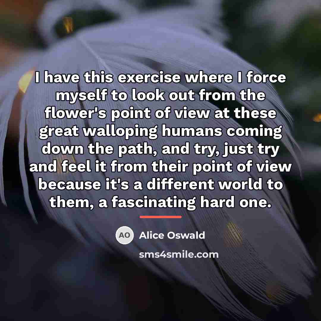 “I have this exercise where I force myself to look…” quote by Alice Oswald