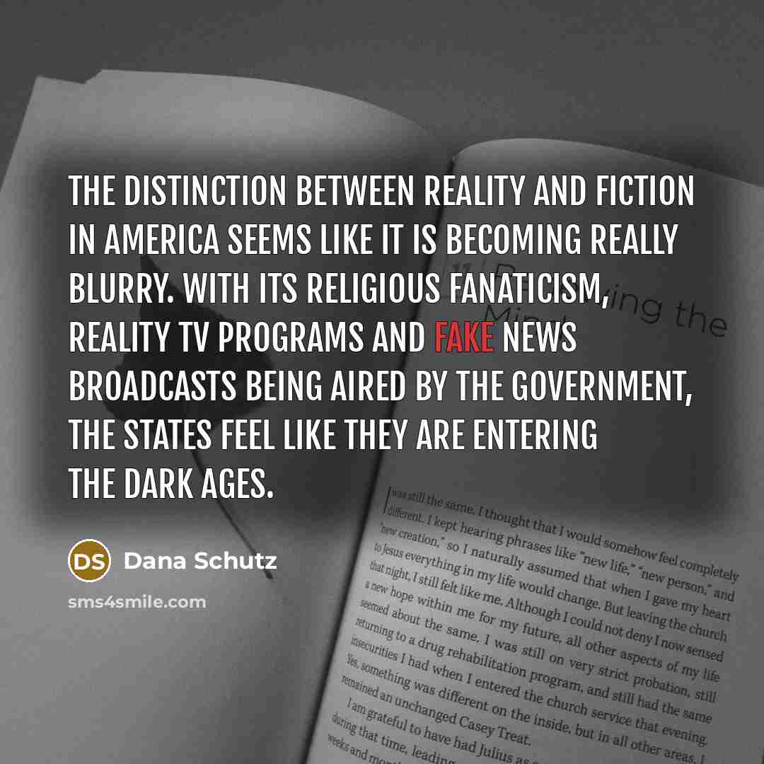 “The distinction between reality and fiction in America seems like…” quote by Dana Schutz
