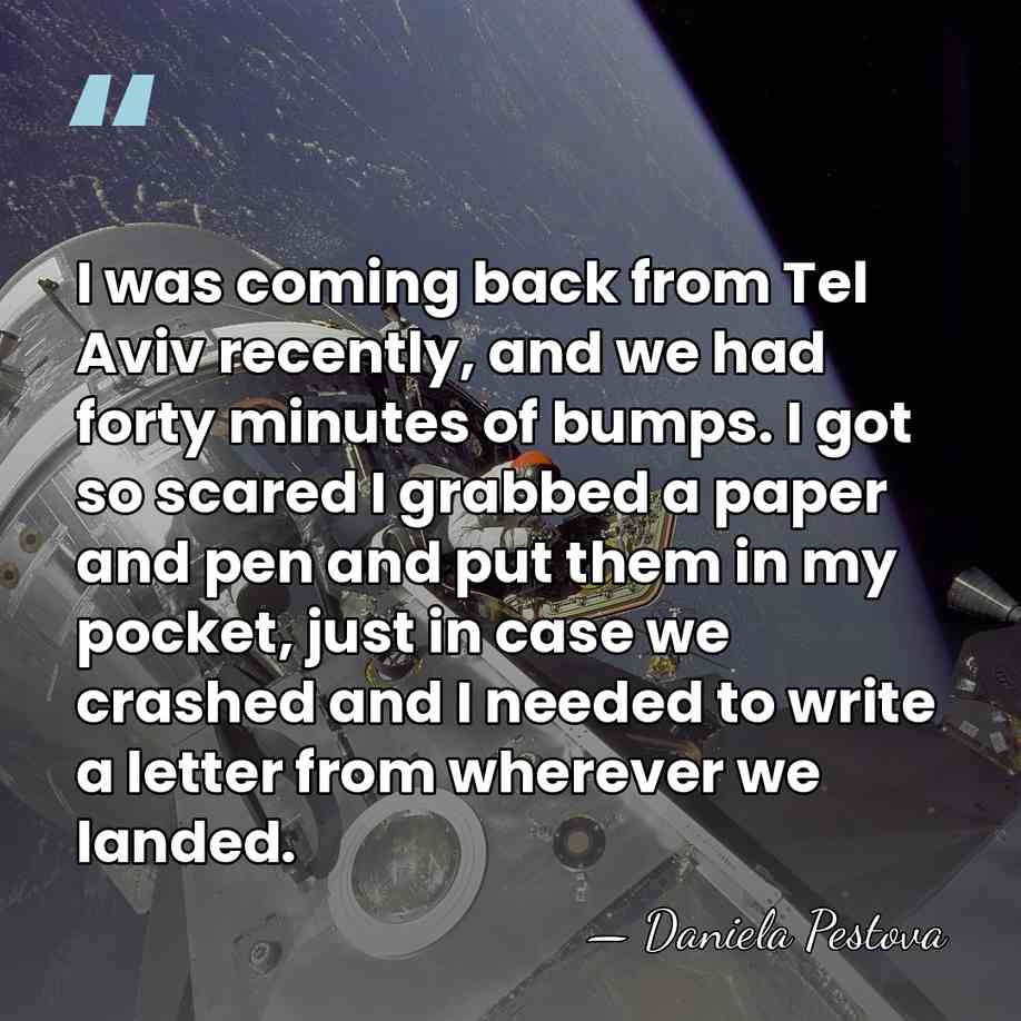 I was coming back from Tel Aviv recently, and we had forty&hellip; - Daniela Pestova