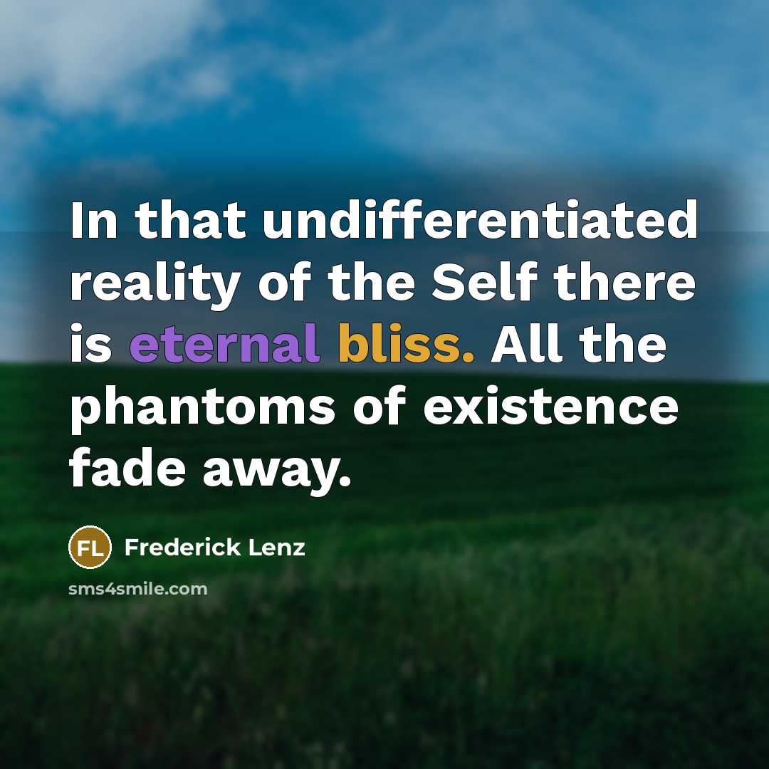 “In that undifferentiated reality of the Self there is eternal…” quote by Frederick Lenz