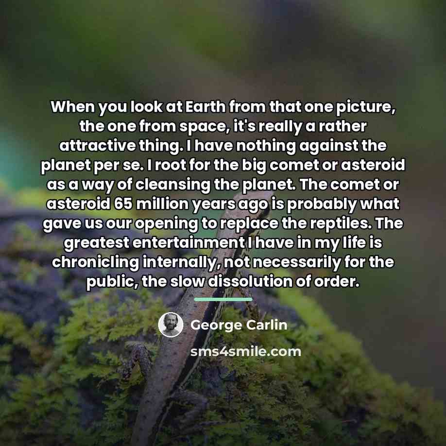 “When you look at Earth from that one picture, the…” quote by George Carlin