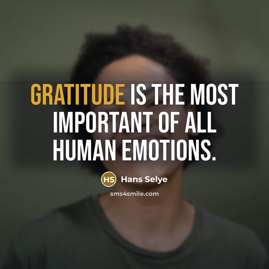 “Gratitude is the most important of all human emotions.…” quote by Hans Selye