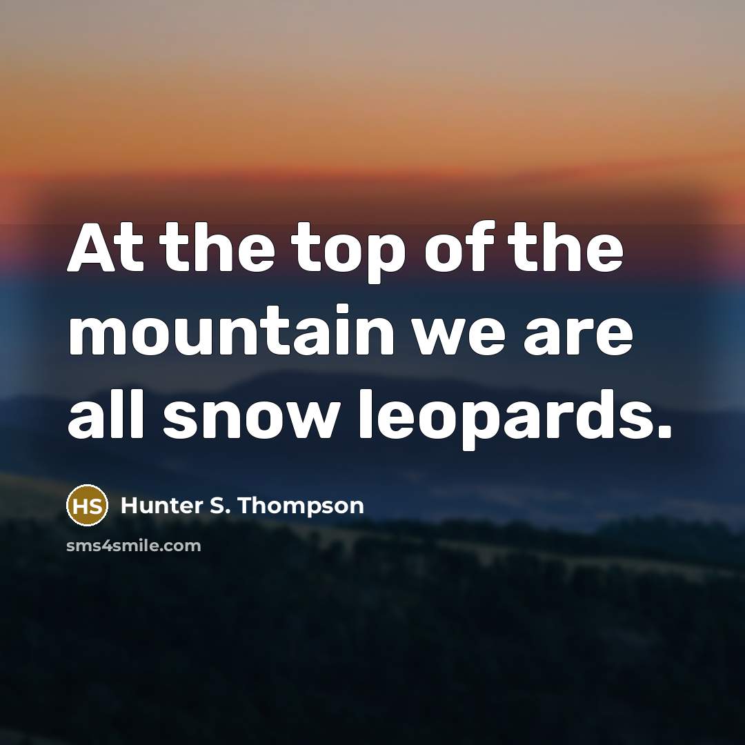 “At the top of the mountain we are all snow…” quote by Hunter S. Thompson