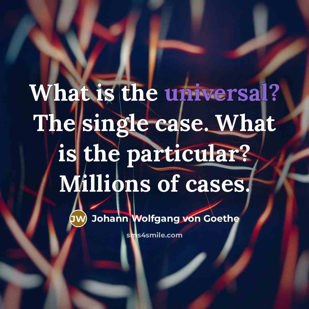 “What is the universal? The single case. What is the…” quote by Johann Wolfgang von Goethe